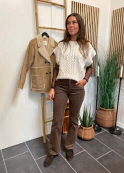 Tiffany Strik Vest Og Red Button Brun Bibette Fløjlsbuks