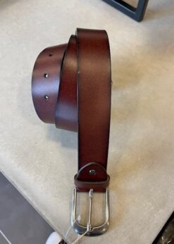 Vanting Bælte I Brun Skind Med Messing Spænde