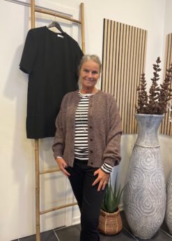 Freequent Cardigan Og Three M Stribet Aura bluse