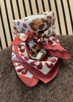 Three M Lille Tørklæde Leoprint Og Bordeaux