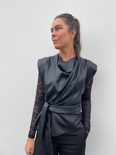 Co Couture Glitt Pleat Top Og Continue Alberte Meshbluse