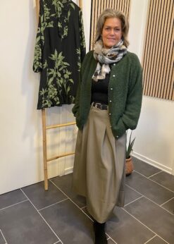 Freequent Grøn Cardigan Og Luna Pocket Nederdel I Walnut