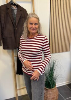 Marta Begonia Stribet Bluse Bordeaux Offwhite