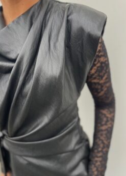 Sort Co Couture Glitt Pleat Top Og Continue Meshbluse