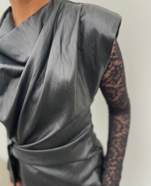 Sort Co Couture Glitt Pleat Top Og Continue Meshbluse