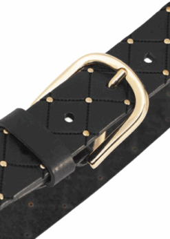 Sort Depeche Bælte Med Guld Nitter Style 16388