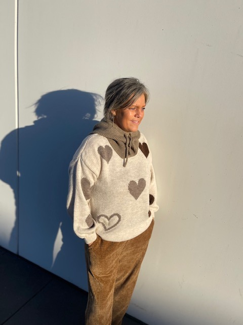 Marta Amarante Strik Beige Med Hjerter