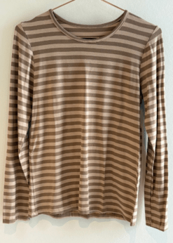 Three M Aura Bluse Nougat Camel Stribet