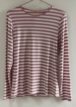 Three M Aura Bluse Rosa Creme Stribet