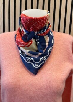 Three M Tørklæde Rød Blå Multi