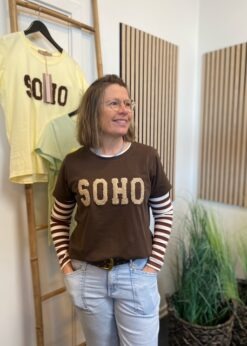 Brun Stribet Bluse Fra Marta Og Herdis Brun Beige T Shirt