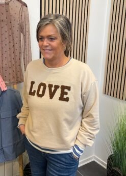 Marta Jessa Love Sweat Beige Med Brun