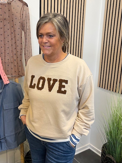 Marta Jessa Love Sweat Beige Med Brun