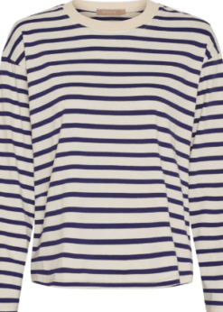 Marta Kara Bluse Navy Offwhite Stribet