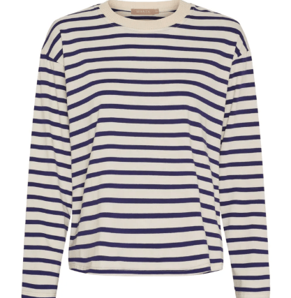 Marta Kara Bluse Navy Offwhite Stribet