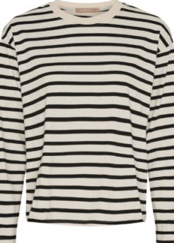 Marta Kara Bluse Sort Hvid Stribet