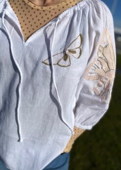 Brianna Hvid Bluse Med Broderi Fra Cream
