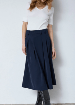 Co Couture Navy Anya Midi Pleat Nederdel