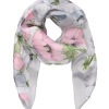 Marta Finja Tørklæde Grå Rosa Blomster Print
