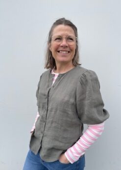 Part Two Azra Hør Bluse Oliven Og Stribet Bluse Fra Marta