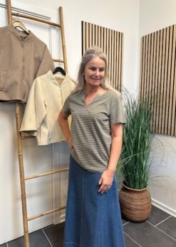 Part Two Gesinas T Shirt Army Offwhite Stribet