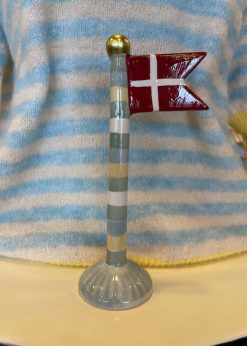 Stort Keramik Flag Grøn Gul Lyseblå Stang Og Lyseblå Fod