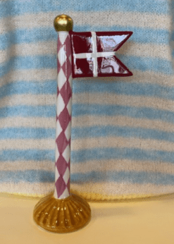 Stort Keramik Flag Rosa Hvid Harlekin Gul Fod