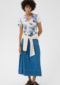 T Shirt I Blåt Blomsterprint Fra Part Two