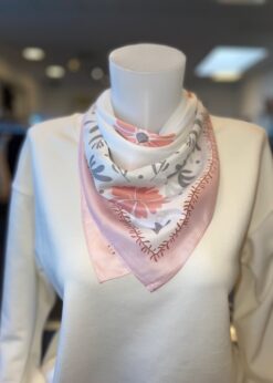 Three M Tørklæde Rosa Grå Offwhite