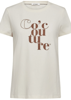 Co Couture T Shirt Offwhite Med Cognac Skrift