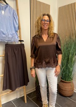 Continue Moe Lace Bluse Brun