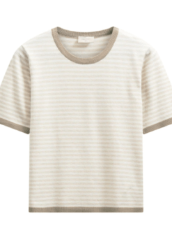 Freequent Stribet Zanti Bluse Med Sandfarvet Kanter