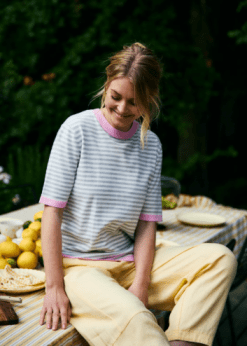 Freequent Zanti Strik Med Lyserøde Kanter