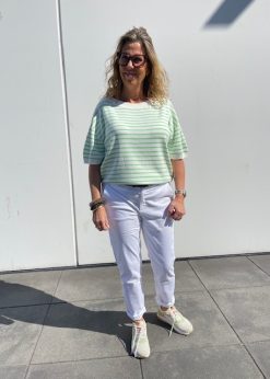 Grønstribet Numph Bluse