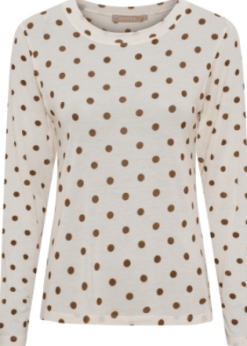 Marta Elissa Bluse Beige Med Brune Prikker