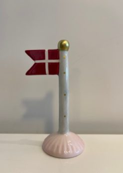 Speedtsberg Lille Flag Lyseblå Med Guldprikker Og Lyserød Fod