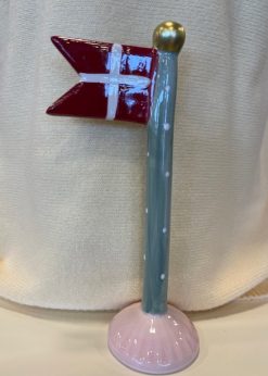 Speedtsberg Stort Keramik Flag Grøn Stang Med Prikker Og Lyserød Fod