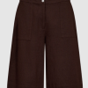 Brune Hør Shorts Med Knap Og Lynlås Fra Freequent
