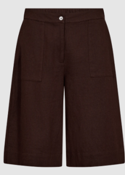 Brune Hør Shorts Med Knap Og Lynlås Fra Freequent