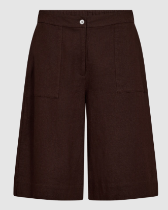 Brune Hør Shorts Med Knap Og Lynlås Fra Freequent