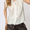Co Couture Hvid Tassy Frill Top Og Brune Skind Shorts