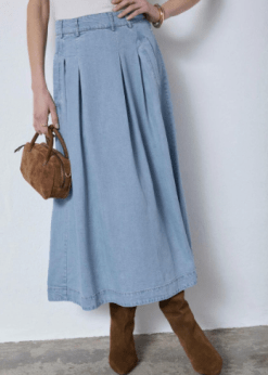Co Couture Nederdel Tilly Anya Pleat Fade Denim