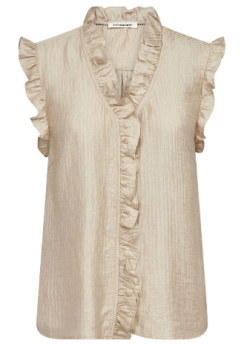 Co Couture Tassy Frill Top Taupe