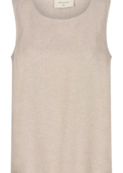 Freequent Lava Hør Top Beige