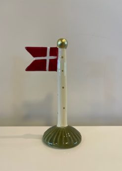Lille Flag Lysegul Stang Guld Prikker Grøn Fod