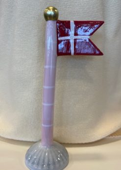 Lille Flag Lyserød Hvid Stribet Stang Og Lyseblå Fod