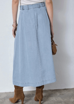 Tilly Anya Pleat Skirt Fade Denim Fra Co Couture