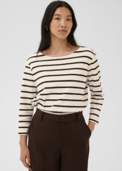 Part Two Nela Brun-Offwhite Stribet Bluse