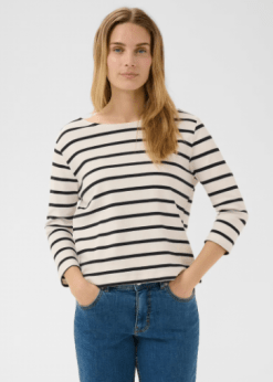 Part Two Nela Navy-Offwhite Bluse