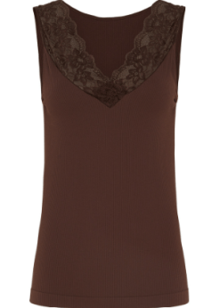 Tim & Simonsen Belen V-Lace Chokolade Blondetop